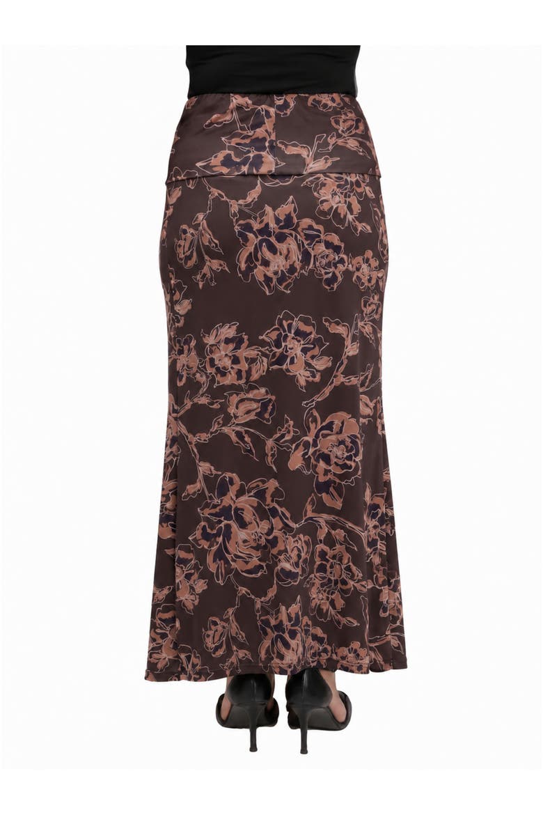 Essential Curvy Elastic Waistband Maxi Skirt, Alternate, color, Brown Multi