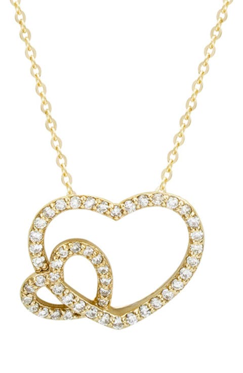 Diamond Interlocking Heart Pendant Necklace