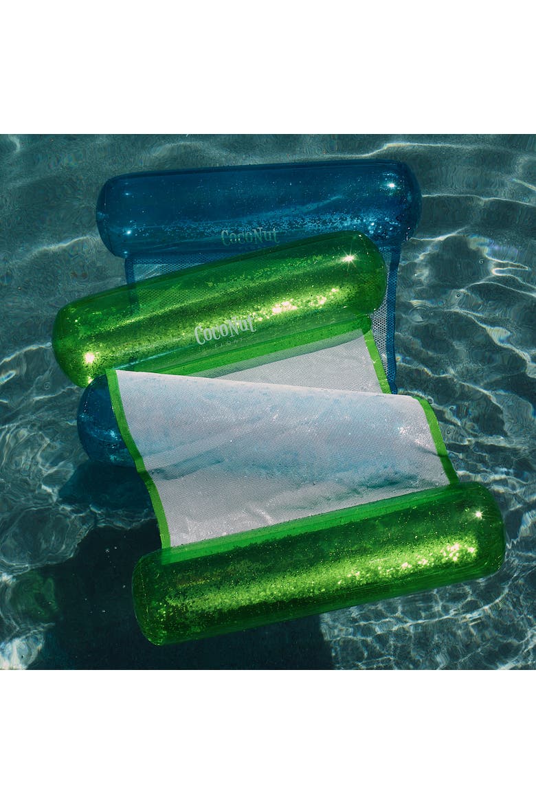 Green Glitter Hammock Pool Lounger 49" X 30" Inflatable Drifter, Alternate, color, Green