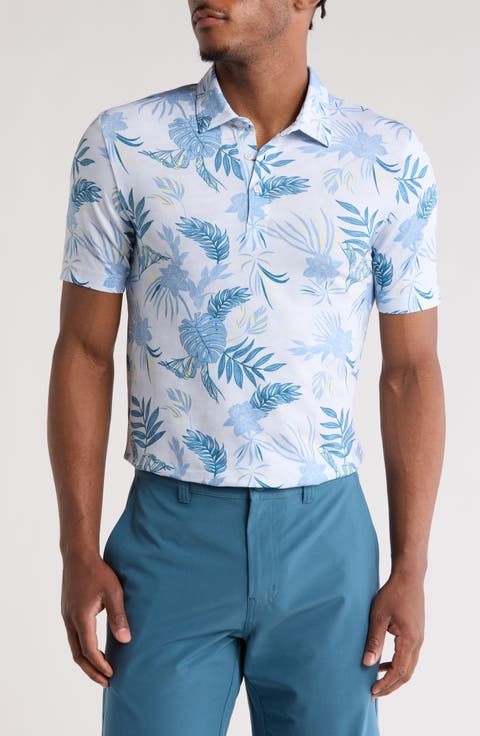 Featherweight Island Print Golf Polo