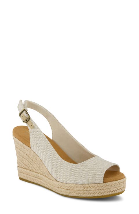 Camilla Slingback Espadrille Peep Toe Platform Wedge Sandal (Women)
