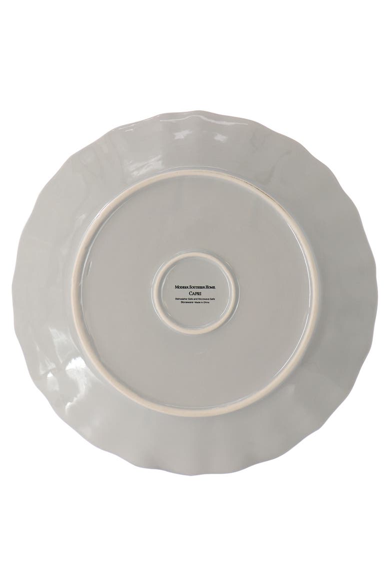6 piece 11 Inch Stoneware Embossed Dinner Plate Set, Alternate, color, Grey