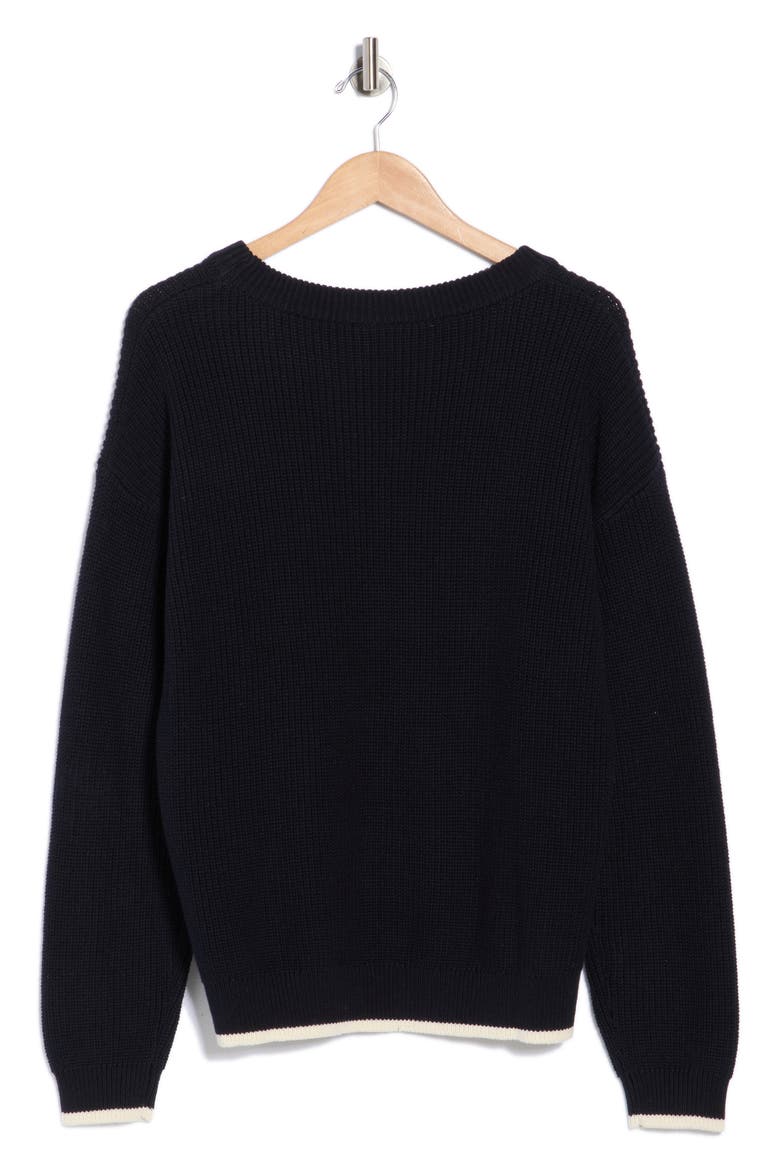 Bon Voyage Cotton Sweater, Alternate, color, DK NAVY/ CREAM-
