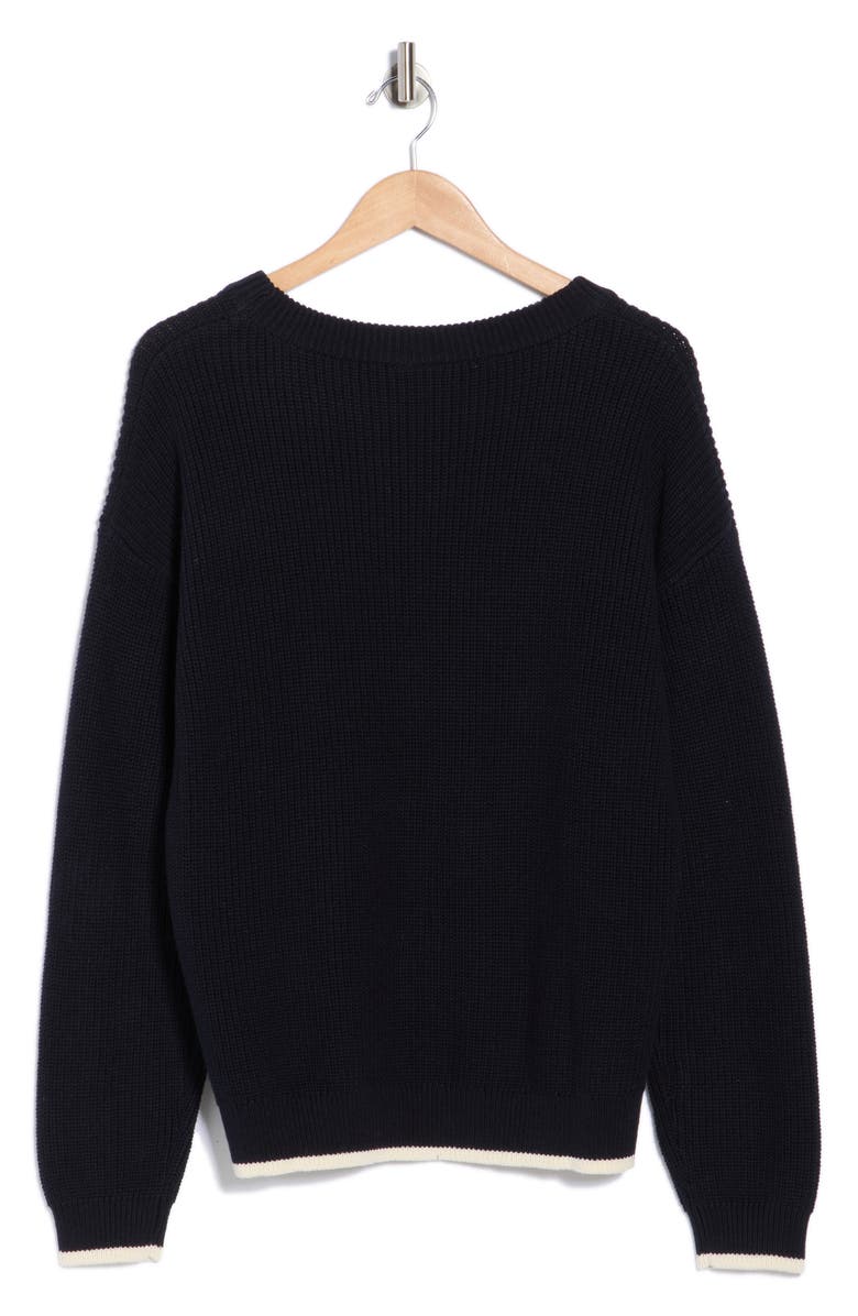 Bobeau Bon Voyage Cotton Sweater, Alternate, color, Dk Navy/ Cream-