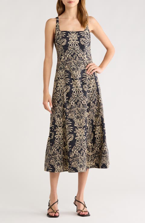 Natali Printed Cotton A-Line Dress