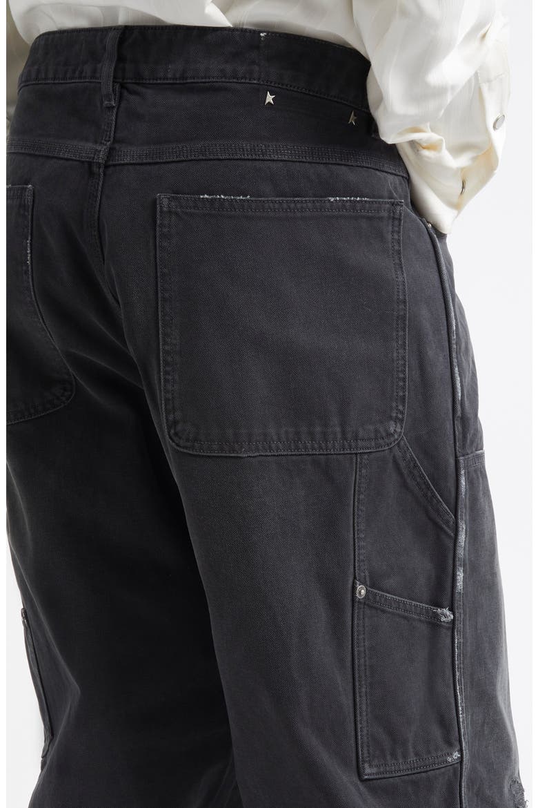 Journey Distressed Cotton Painter Pants, Alternate, color, BLACK