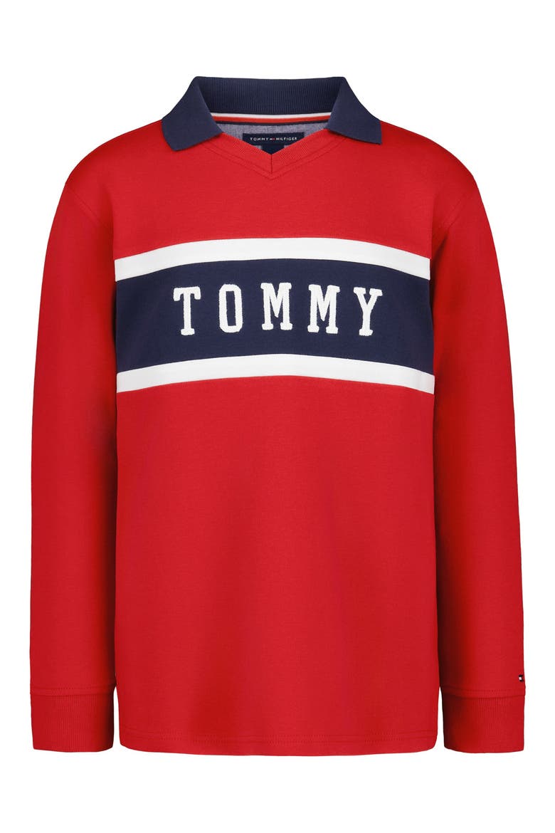 Kids' Chest Stripe Long Sleeve Top, Main, color, SCARLET SAGE