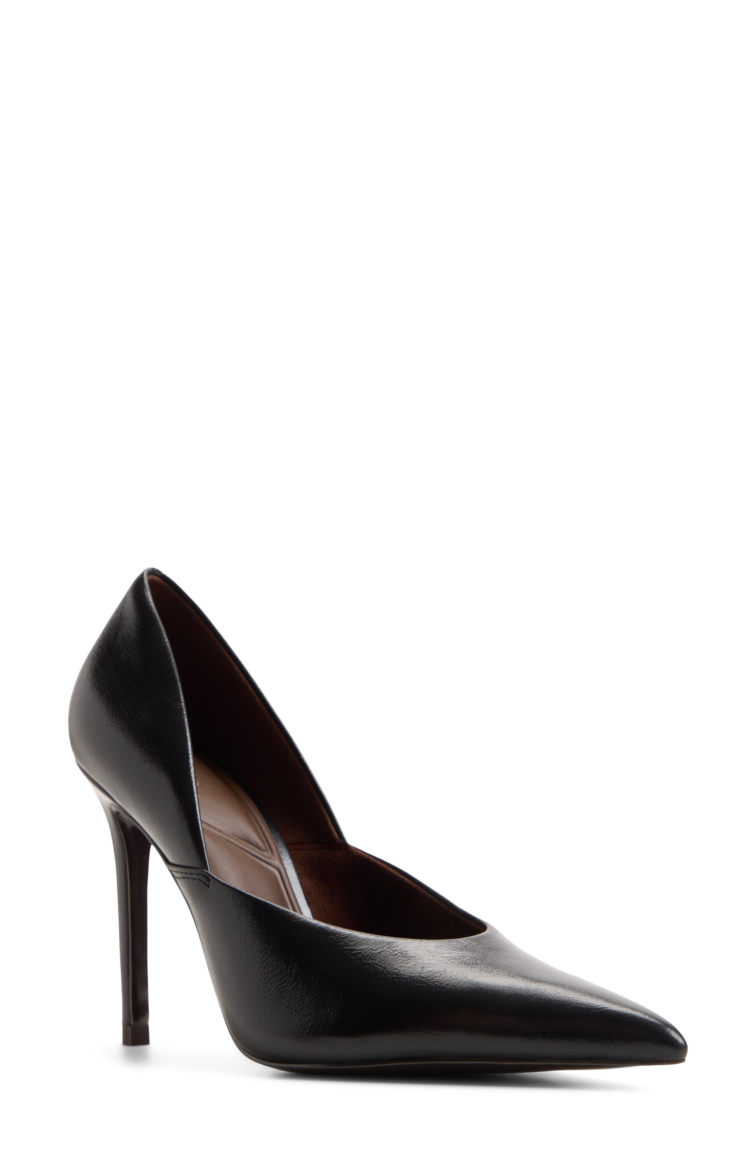 Savaana Pointed Toe Faux Leather Pump, Main, color, BLACK