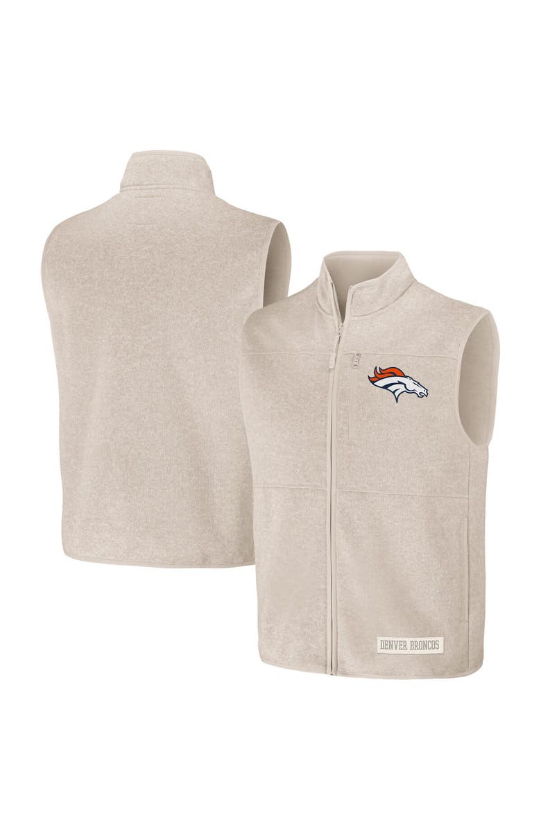 NFL X DARIUS RUCKER Men's NFL x Darius Rucker Collection by Fanatics Oatmeal Denver Broncos Full-Zip Sweater Vest, Main, color,