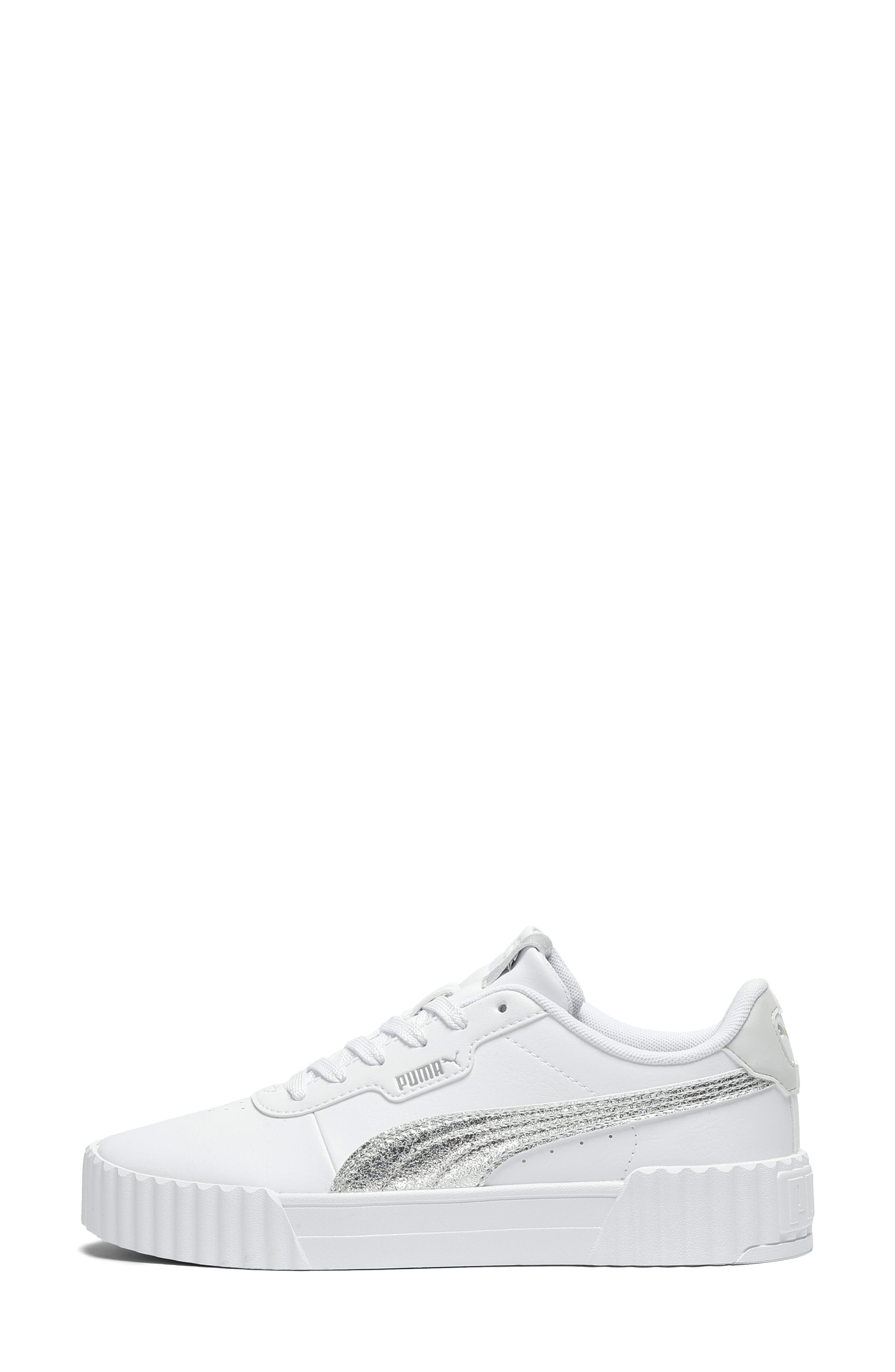 PUMA Carina 3.0 Metallic Whisper Sneaker, Alternate, color, Puma White/ Puma Silver