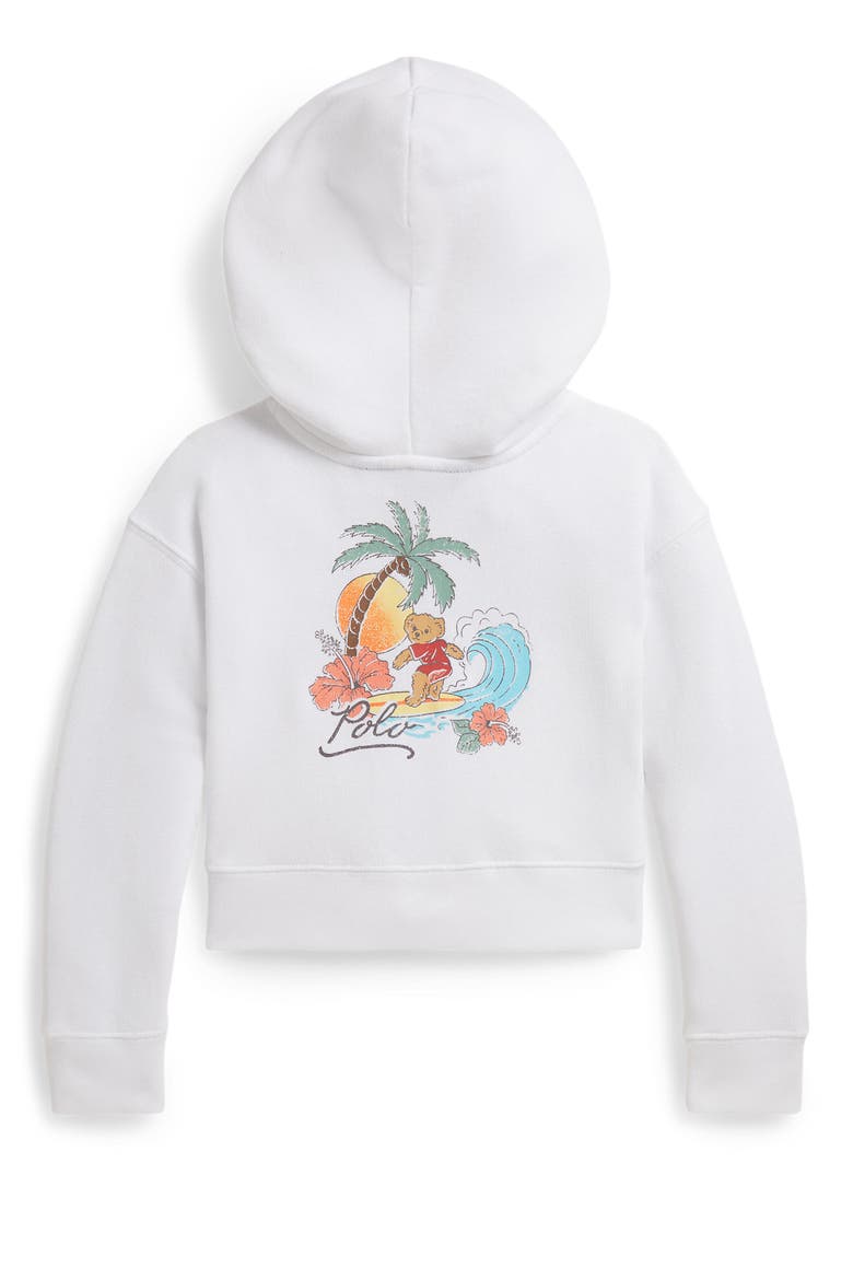Kids' Polo Bear Zip Front Cotton Blend Hoodie, Alternate, color, WHITE
