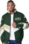 STARTER Men's Starter Hunter Green Milwaukee Bucks Captain Oxford Full-Zip Jacket