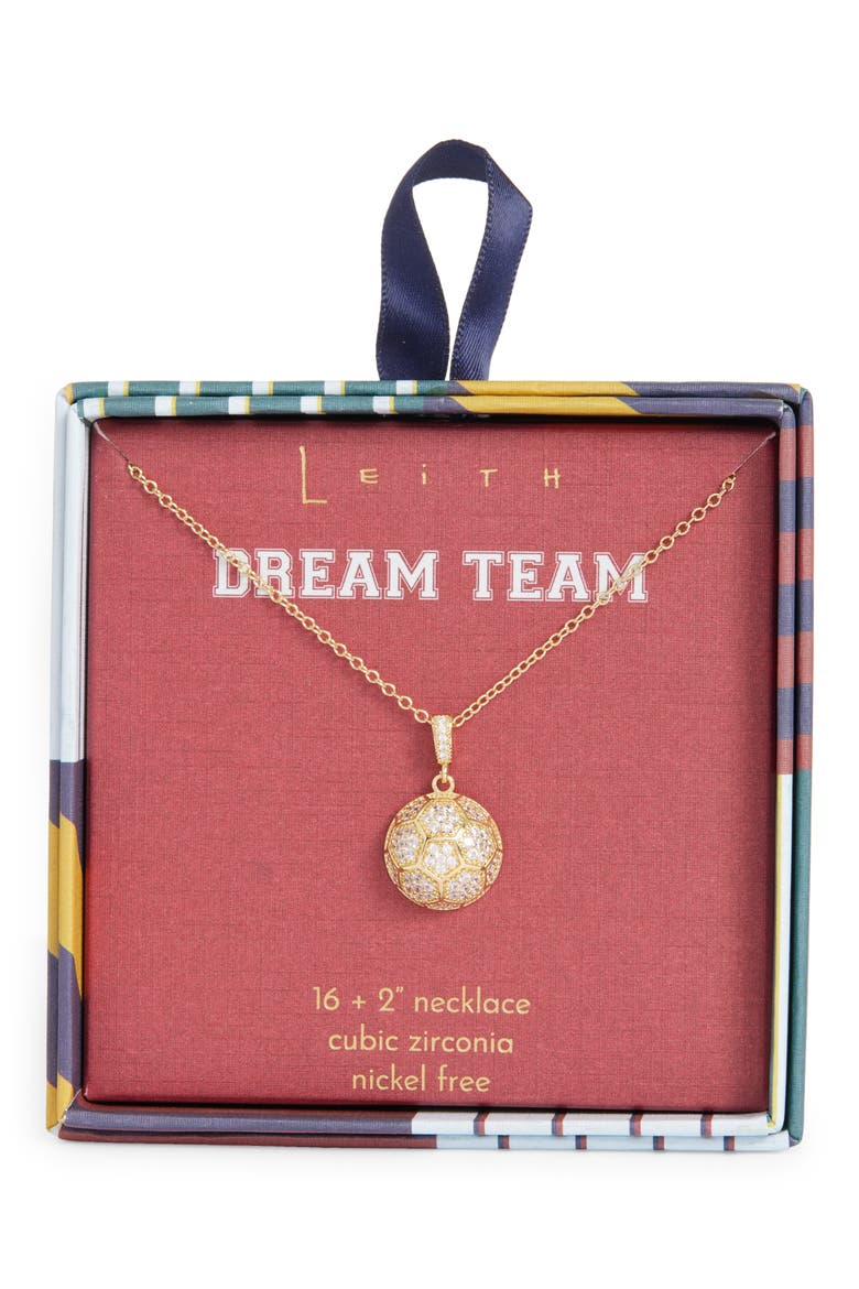 Pavé CZ Soccer Ball Pendant Necklace, Main, color, CLEAR- GOLD