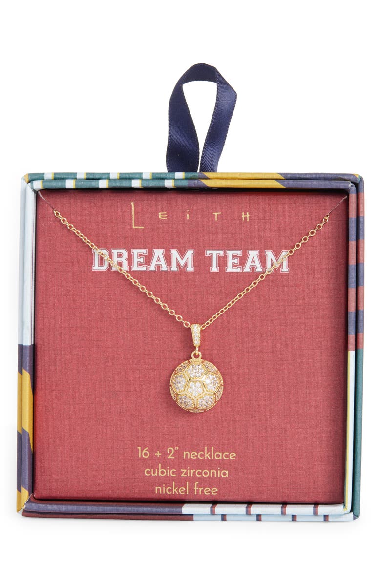 Leith Pavé CZ Soccer Ball Pendant Necklace, Main, color, Clear- Gold
