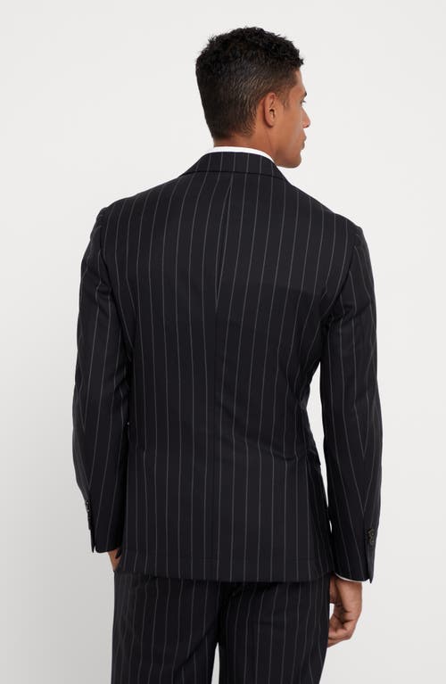 Brunello Cucinelli Wide Chalk Stripe Blazer In Black