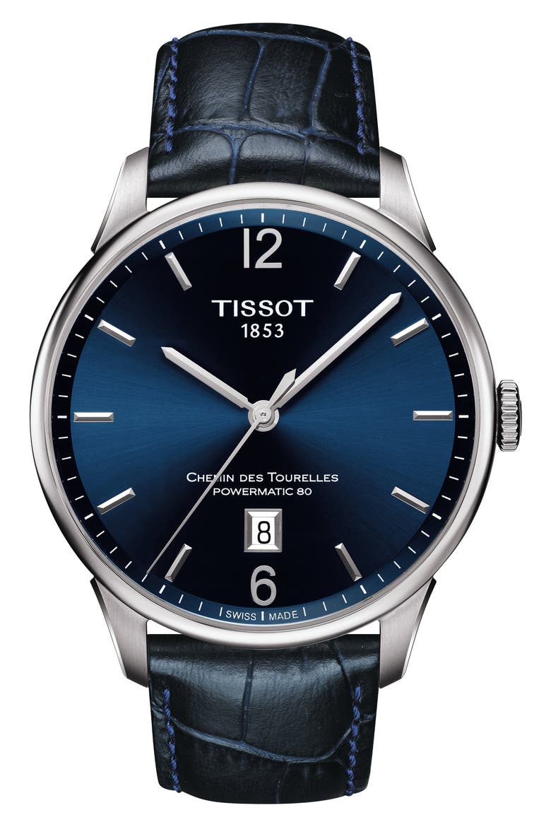 Chemin des Tourelles Powermatic 80 Watch, 42mm, Main, color, BLUE/ SILVER