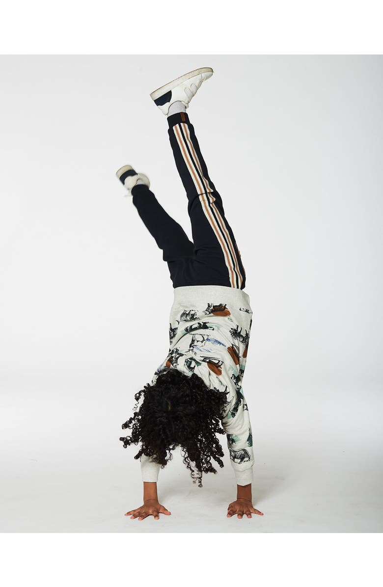 Deux par Deux Boy's Fleece Sweatpants With Contrast Side Rib Black, Alternate, color, 