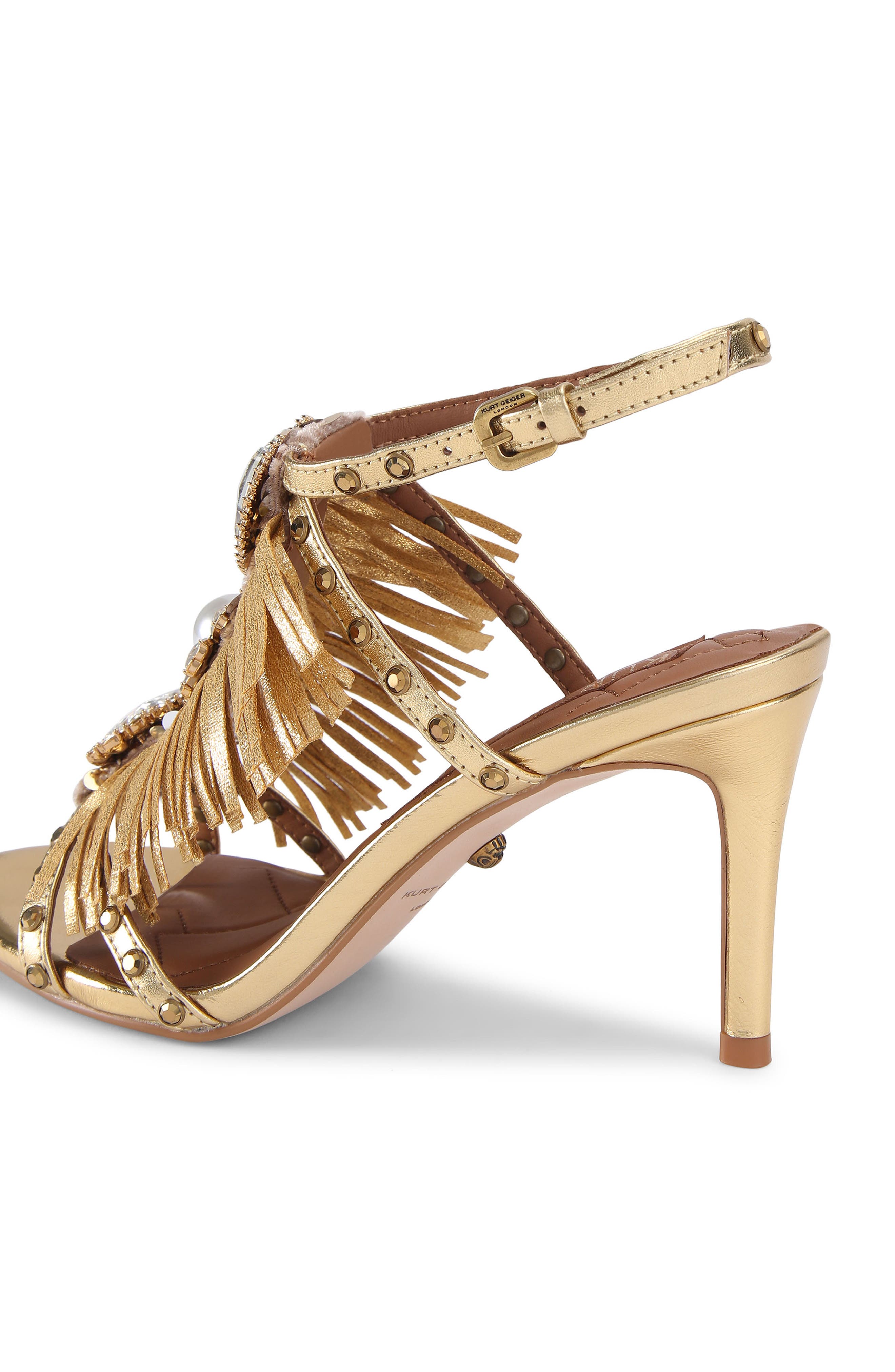 Kurt Geiger London Jewel Fringe Ankle Strap Sandal, Alternate, color, Gold