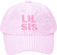 Bits & Bows Lil Sis Seersucker Bow Baseball Hat
