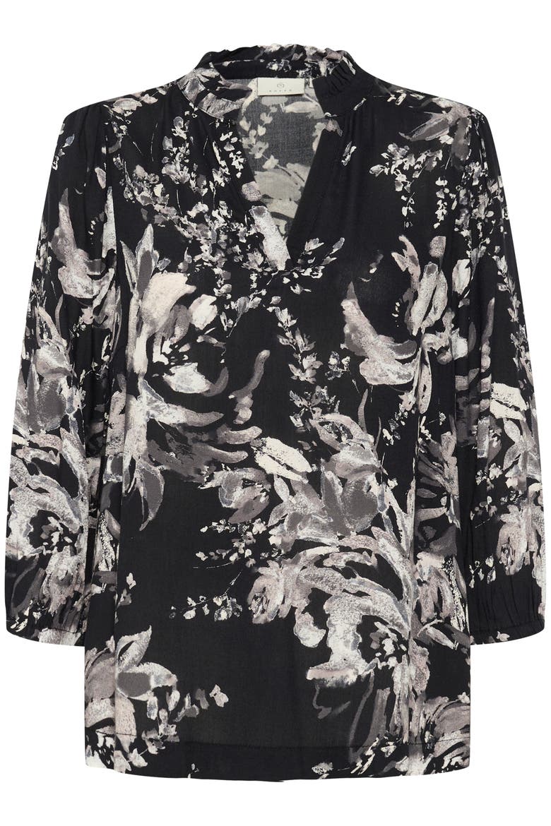KAisa 3/4 Sleeves A-line Fit Blouse, Alternate, color, Black/White Flower