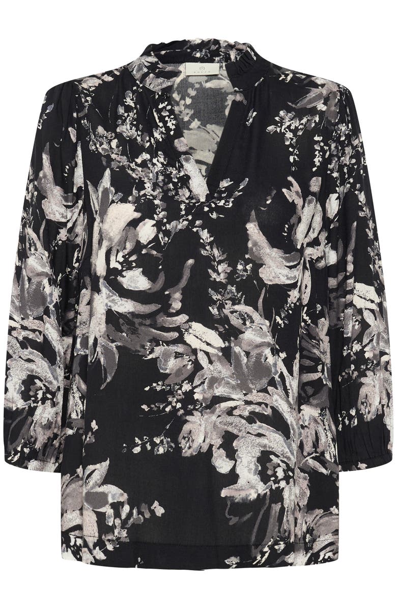 Kaffe KAisa 3/4 Sleeves A-line Fit Blouse, Alternate, color, Black/White Flower