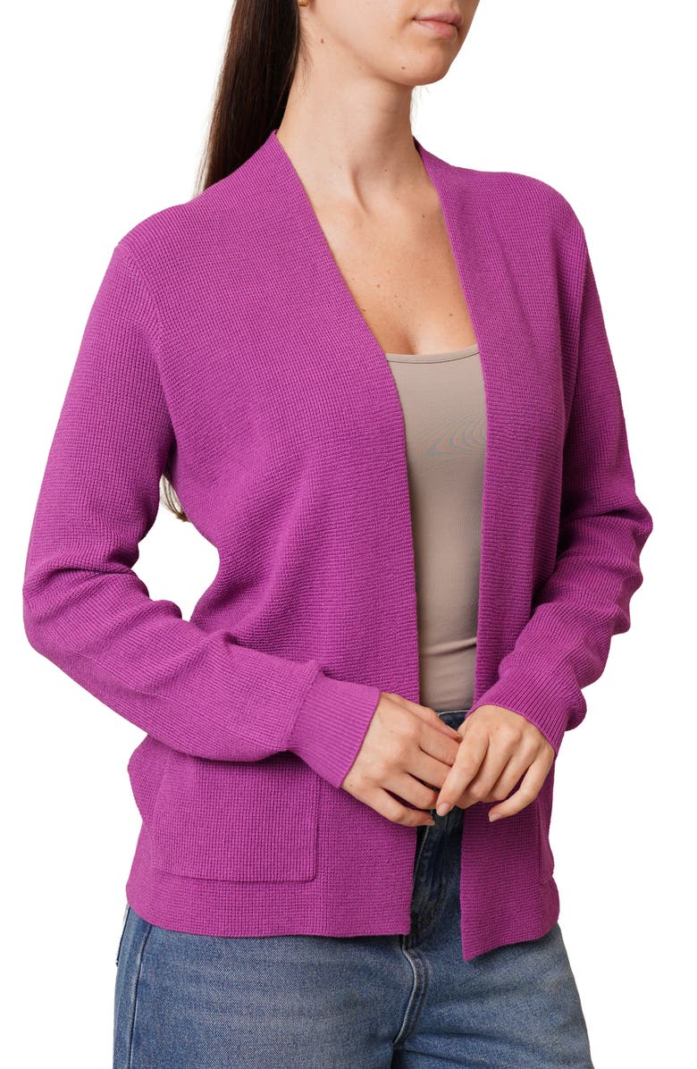 CYRUS Open Front Waffle Cardigan, Alternate, color, Cattleya Orchid