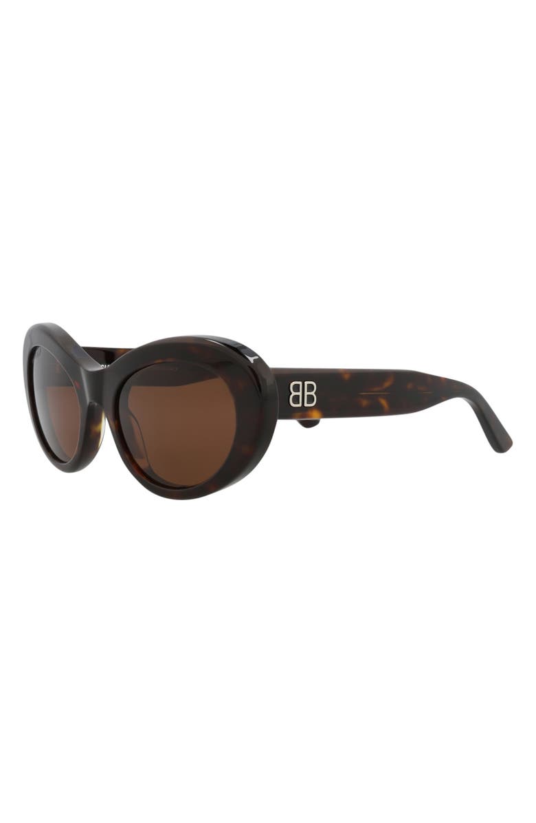 Balenciaga 55mm Oval Sunglasses, Alternate, color, Havana Havana Brown