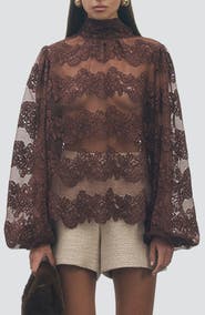 MAUDE CLUB Shana Lace Tiered Top