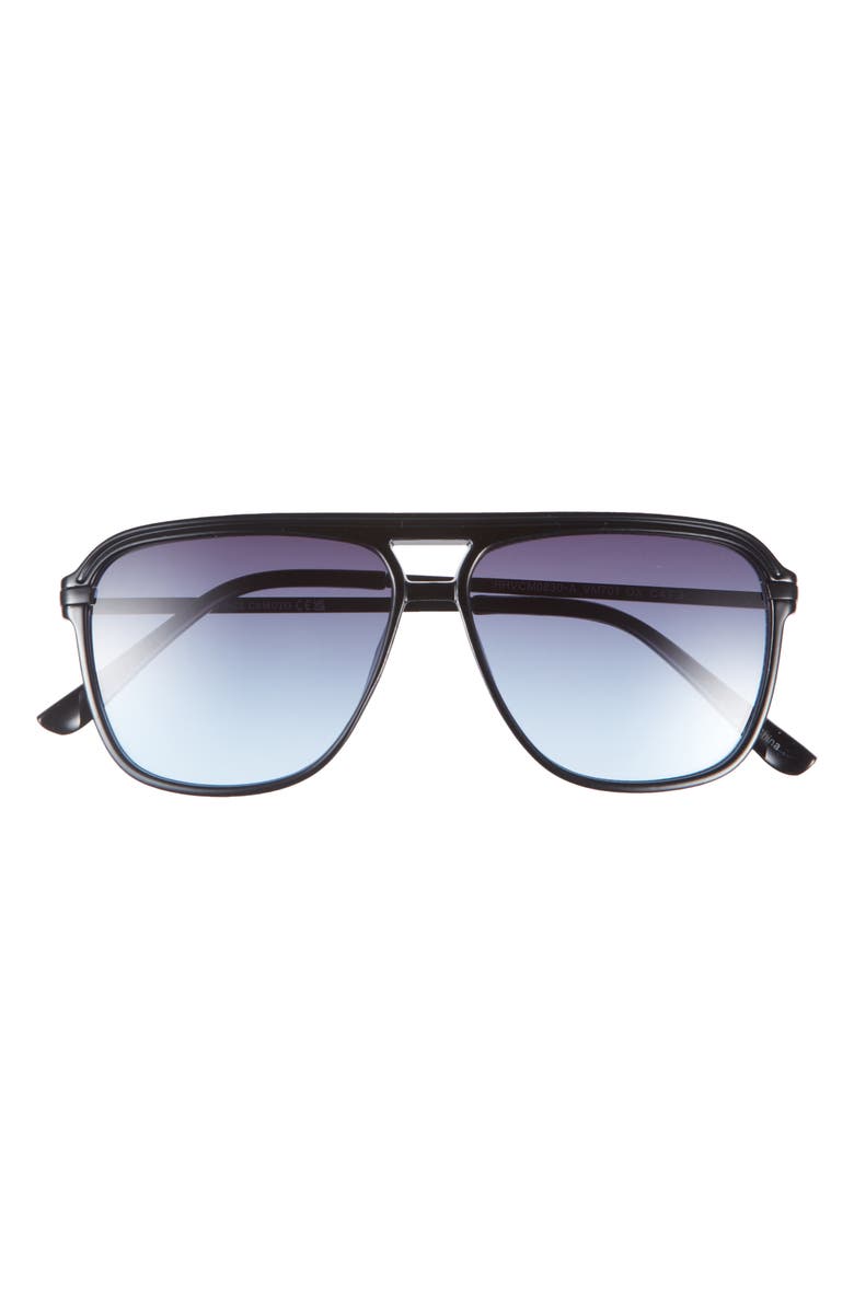Vince Camuto Aviator Sunglasses, Main, color, Matte Black/ Blue Lens