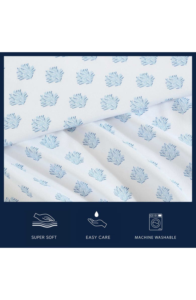 Nautica Coastal Coral Print Microfiber Sheet Set, Alternate, color, Lt-Pastel Blue