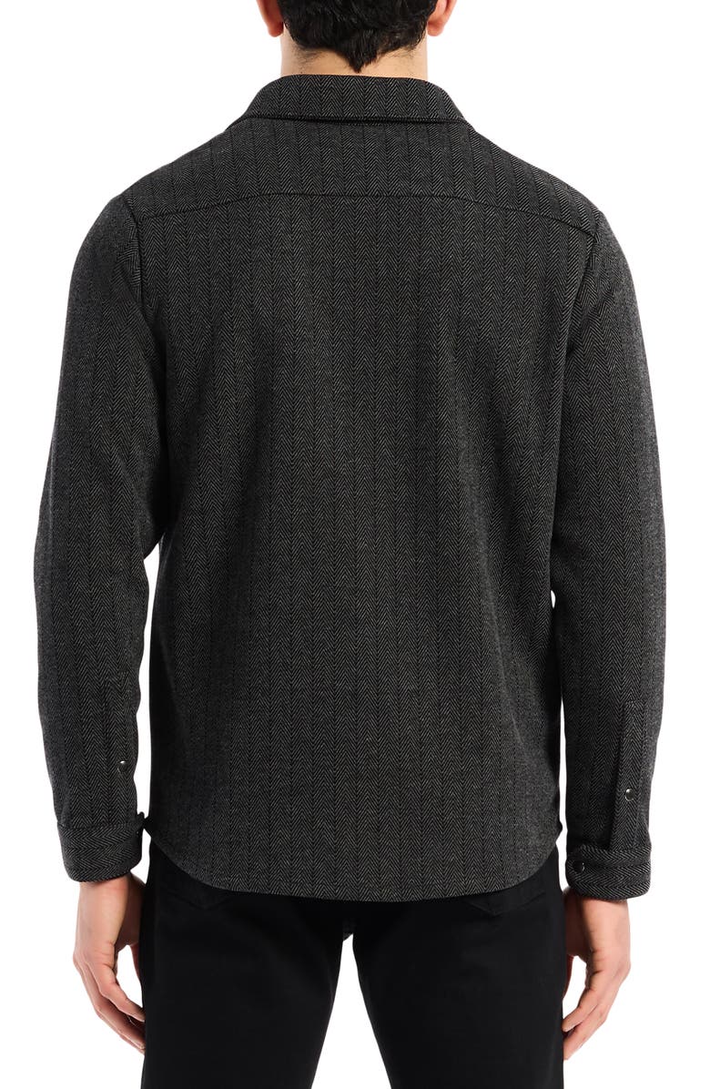 Robert Graham Wylie Herringbone Knit Shirt Jacket, Alternate, color, Black