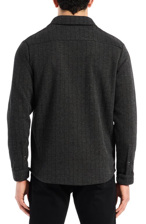 Robert Graham Wylie Herringbone Knit Shirt Jacket In Black