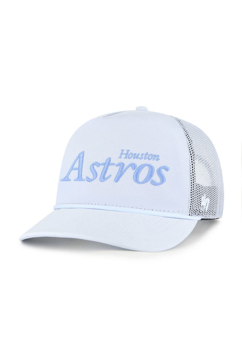 Men's '47 Light Blue Houston Astros Foundation Script Hitch Adjustable Trucker Hat, Main, color, Light Blue