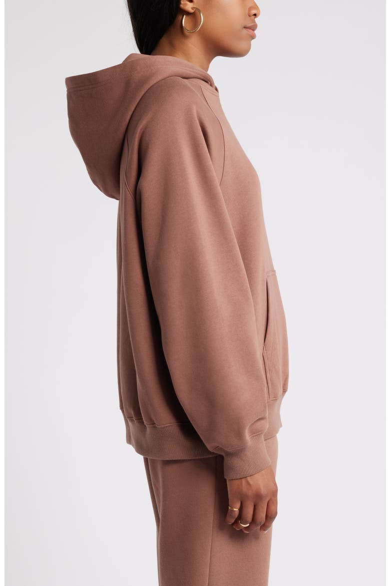Fleece Detail Oversize Raglan Hoodie, Alternate, color, BROWN TOPAZ