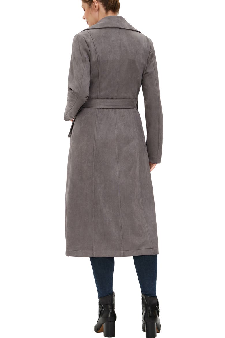 Women's Natalia Faux Suede Trench Coat, Alternate, color, Gray