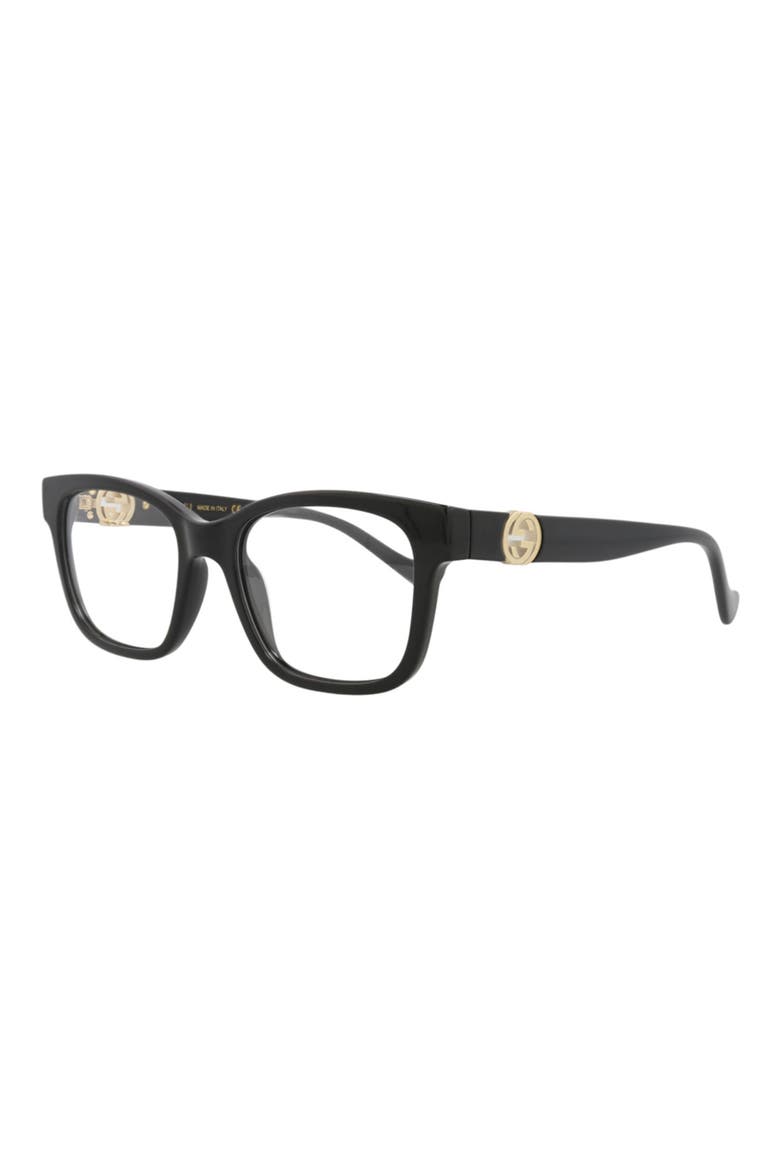 54mm Rectangular Optical Glasses, Alternate, color, BLACK BLACK TRANSPARENT