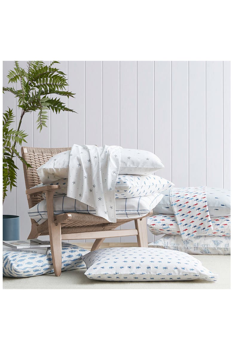 Skippers Island Blue Cotton Percale Sheet Set, Alternate, color, FLAGSTONE
