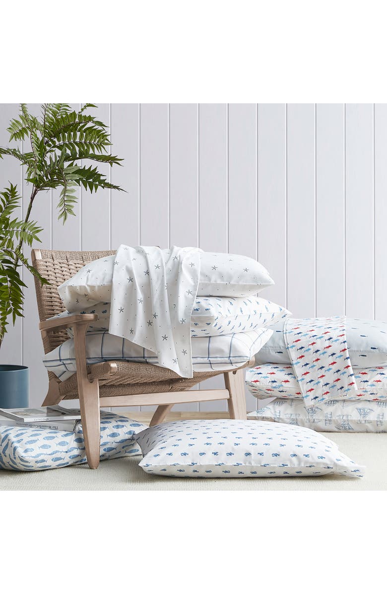 Nautica Skippers Island Blue Cotton Percale Sheet Set, Alternate, color, Flagstone