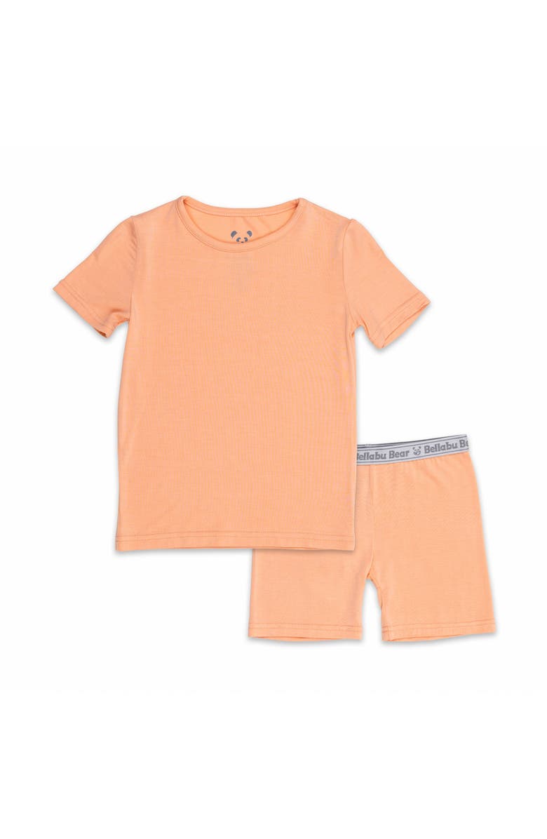 Bellabu Bear Peach Fuzz Kids 2-Piece Short Sleeve & Shorts Pajama Set, Main, color, 
