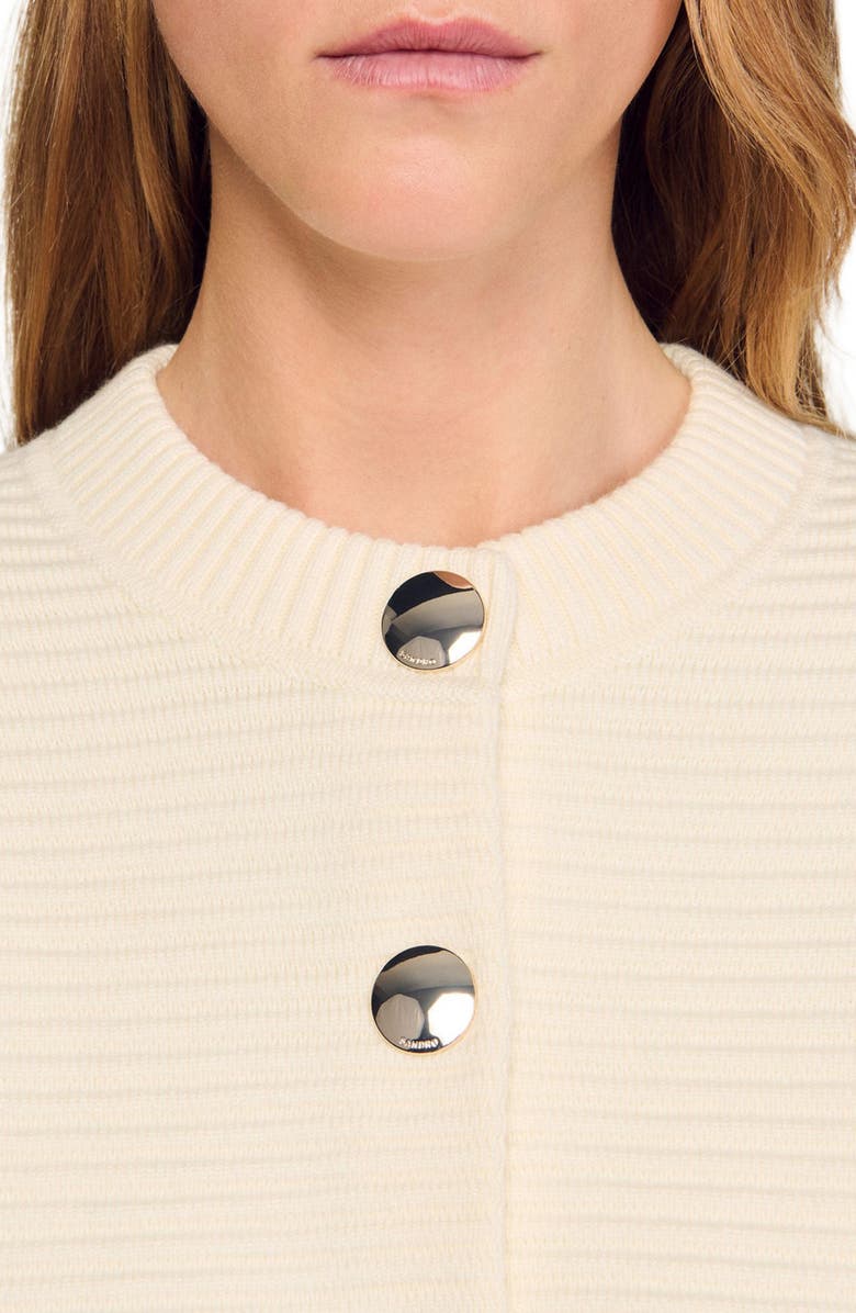 SANDRO Textured knit cardigan, Alternate, color, Ecru