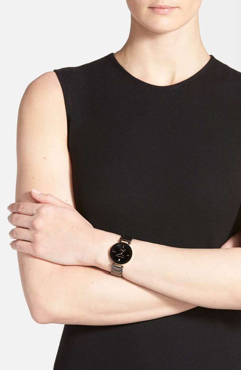 Anne Klein Diamond Dial Ceramic Bracelet Watch, 33mm, Alternate, color, 