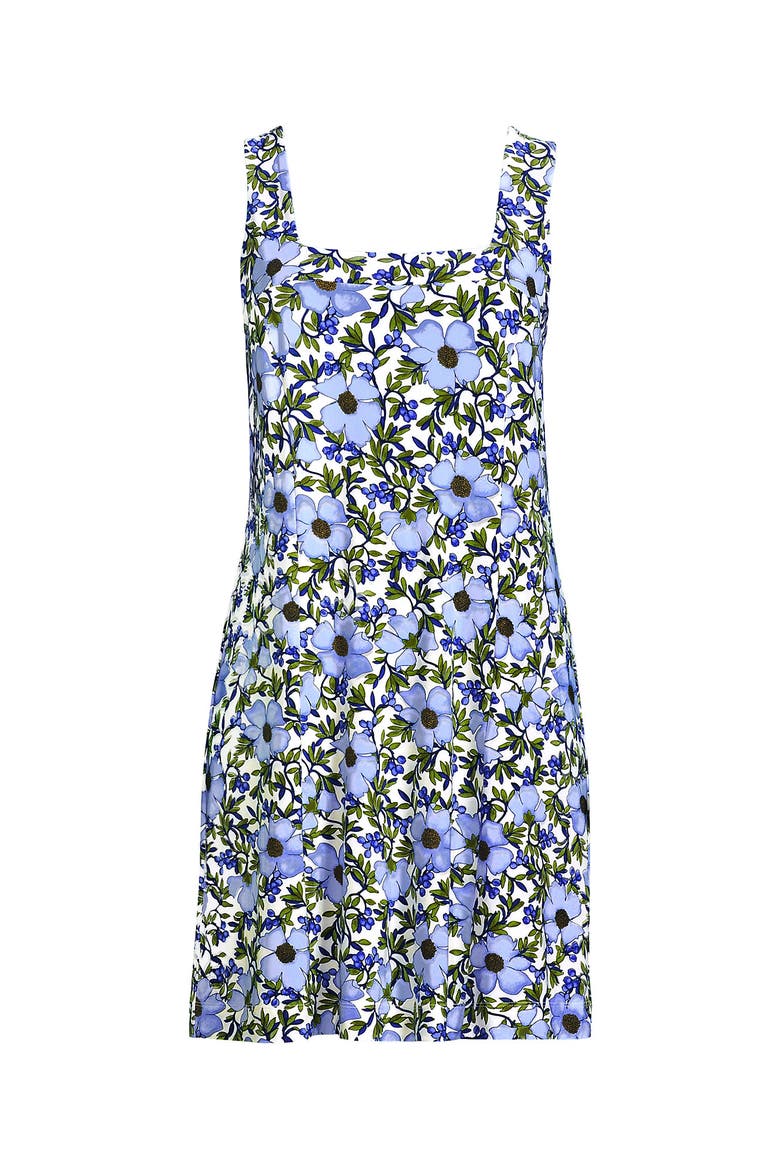 Silky Knit Mini Shift Dress, Alternate, color, Clear Blue Floral Blossom