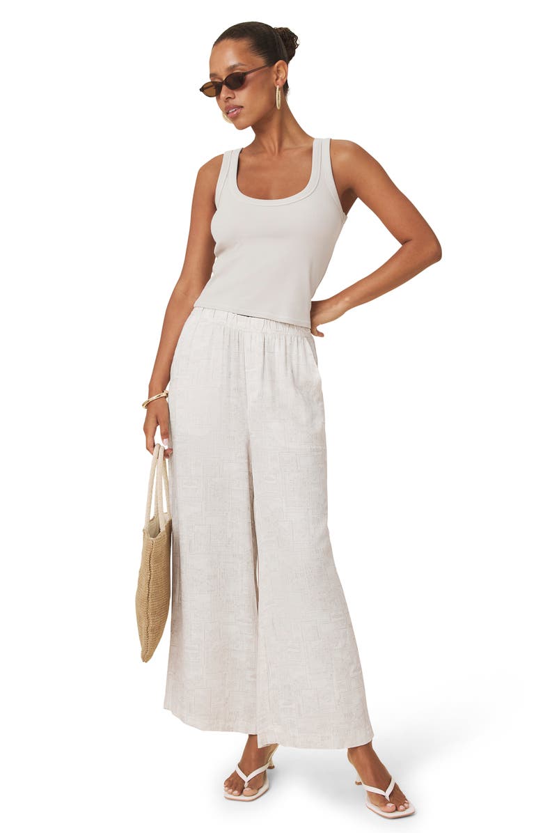 Splendid Angie Stamp Print Palazzo Pants, Alternate, color, Fawn Print