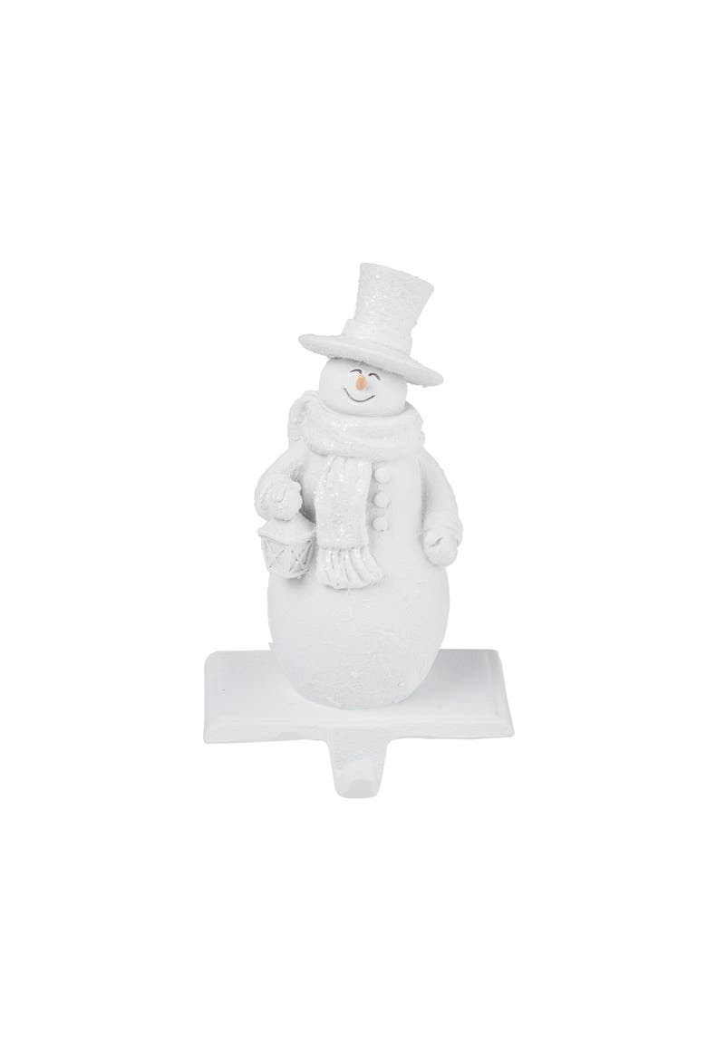 Happy Smiling Snowman Resin Weighted Stocking Holder, Main, color, White