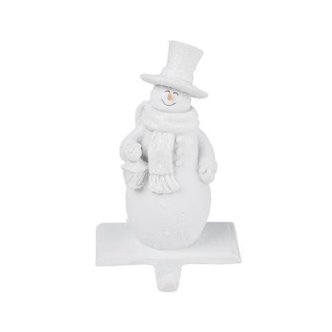 Happy Smiling Snowman Resin Weighted Stocking Holder