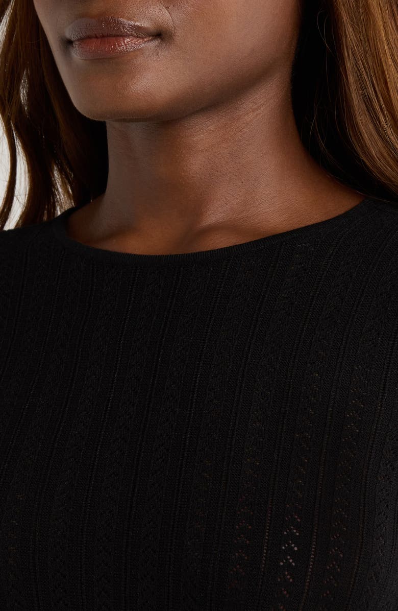 PAIGE Alis Pointelle Knit Top, Alternate, color, Black