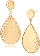 JARDIN 14K Gold Plated Hammered Teardrop Earrings