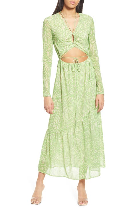 Cutout Long Sleeve Midi Dress