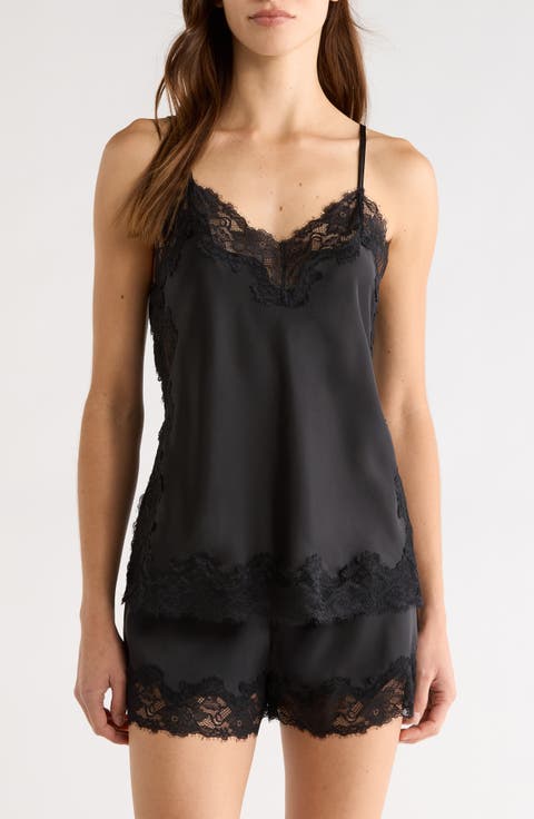 Lace Trim Satin Short Pajamas