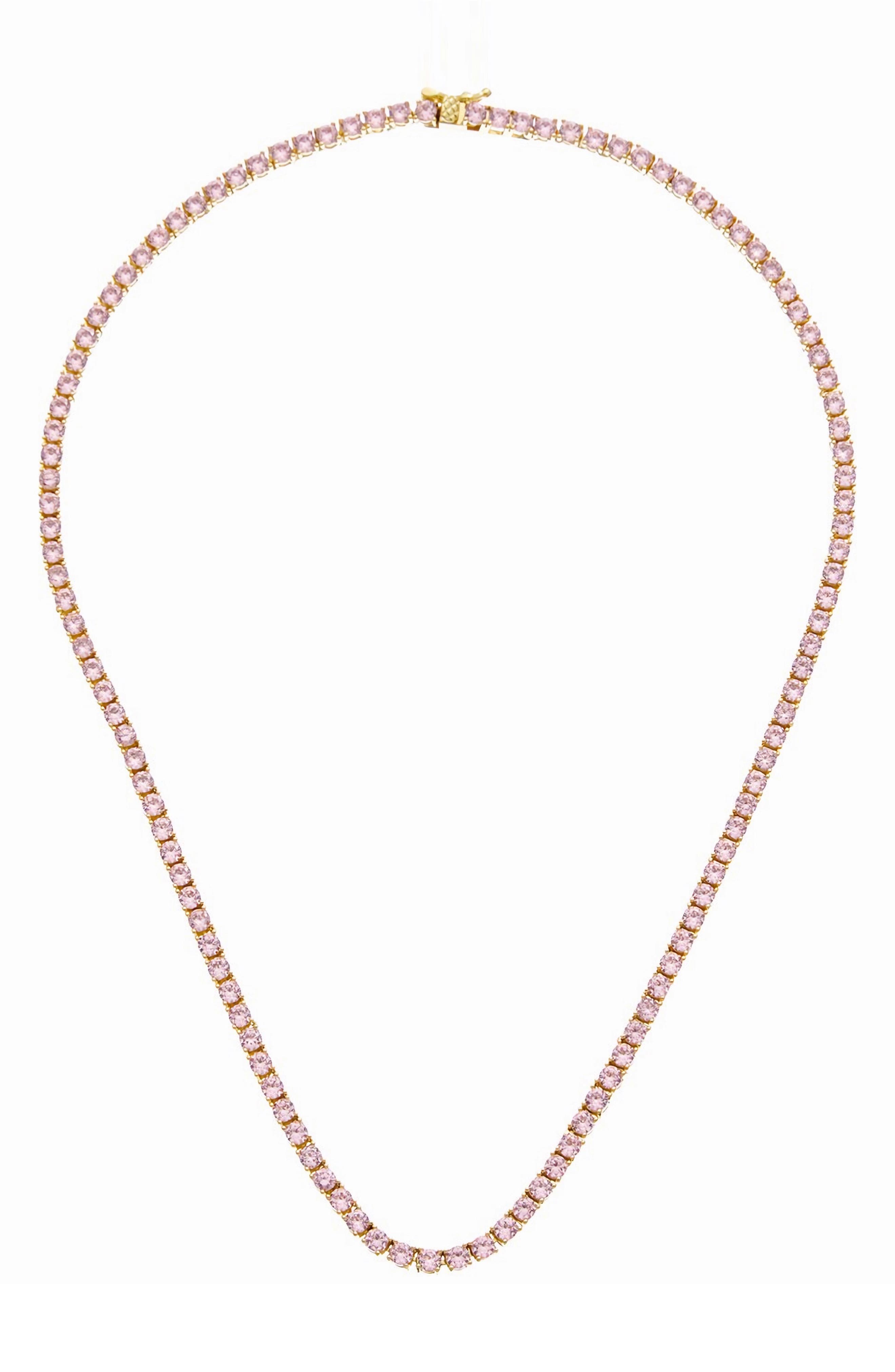 Juvell Pink Topaz Tennis Necklace